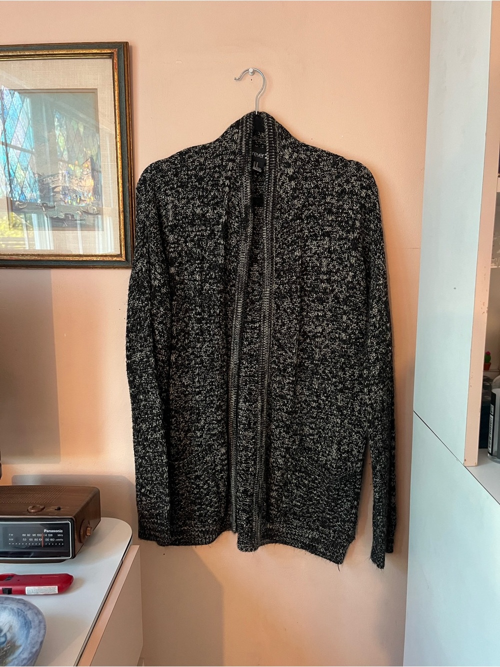 Forever 21 black & white marled cardigan sweater